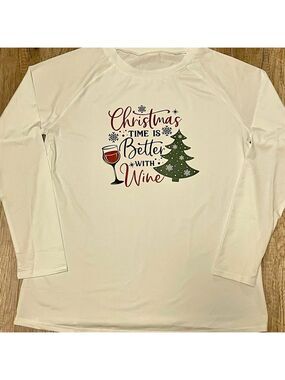 New Christmas Time Better with Wine White Long Sleeve Shirt